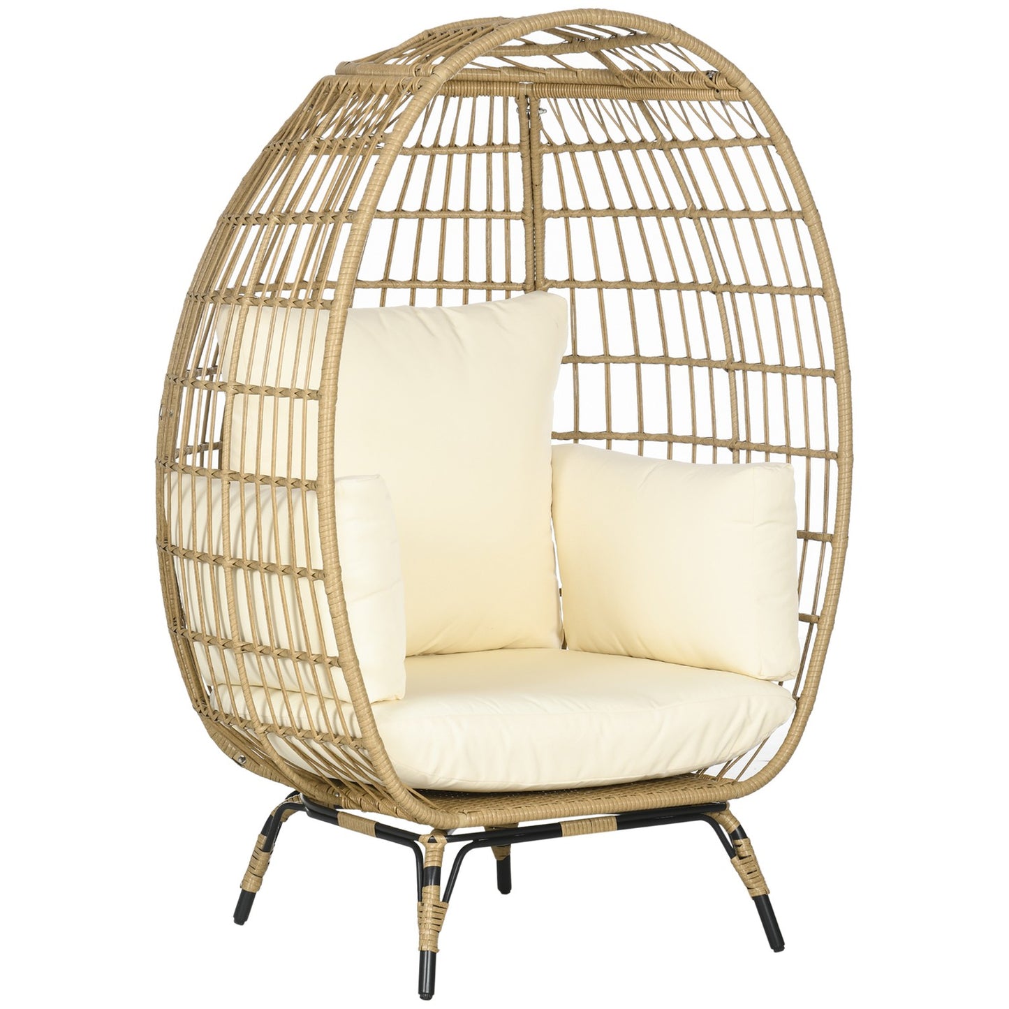 Rattan chair with Cushion - Metal Khaki, 105x97x150 cm
