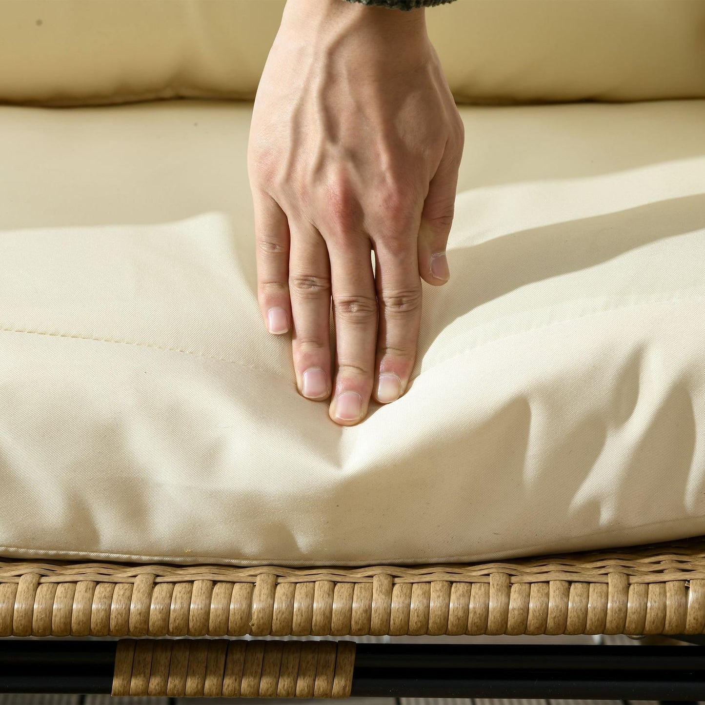 Rattan chair with Cushion - Metal Khaki, 105x97x150 cm