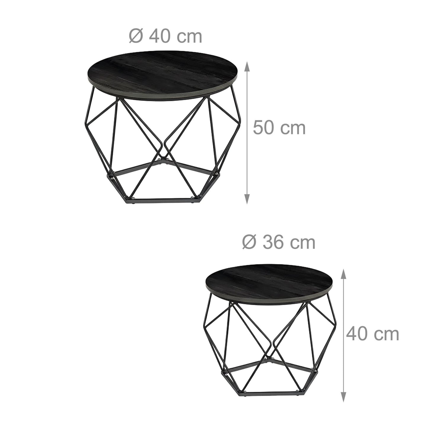 Wicker Side Tables Set, Removable Tray Tops, 2-Pack