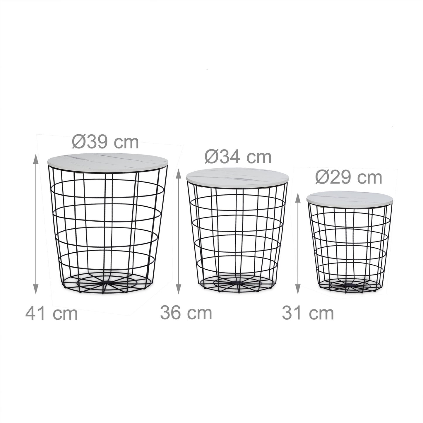 Wicker table - set of 3 Marble