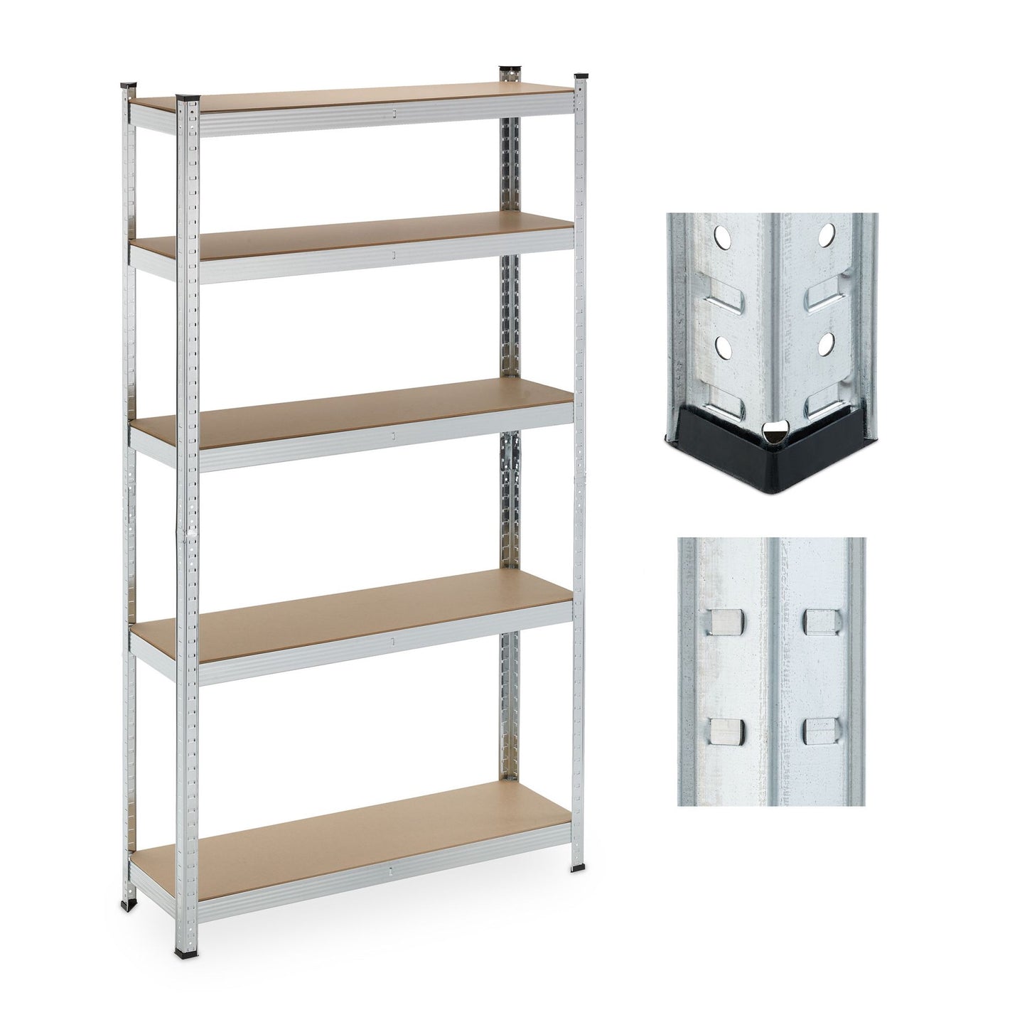 Wide, sturdy shelves with 5 levels
