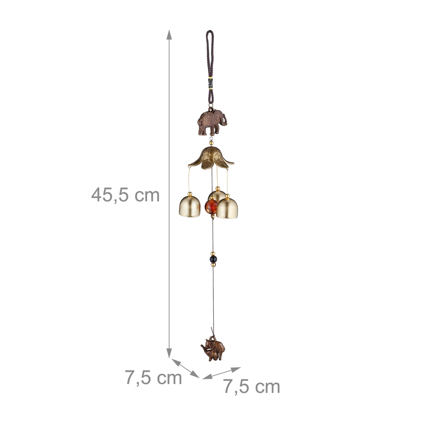 Wind Chimes Set of 2, Metal with Elephant Figurine