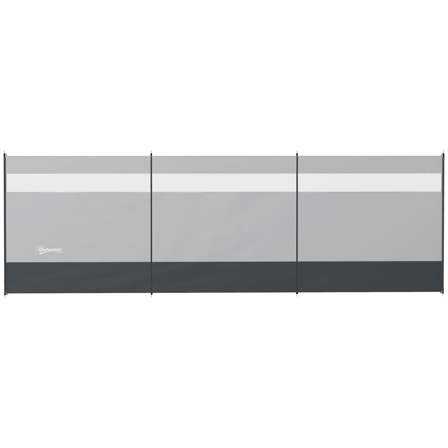 Foldable gray wind screen with light source, 440 x 140 cm