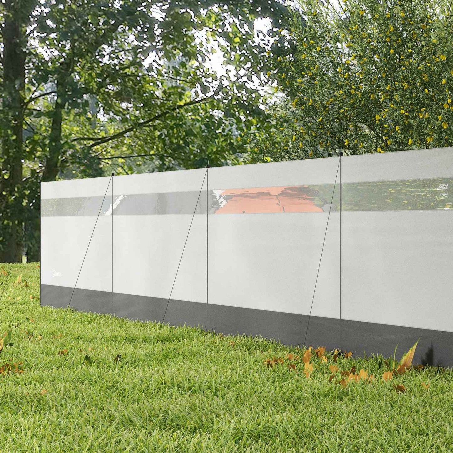 Folding Windbreaker screen with light window, 725x140 cm