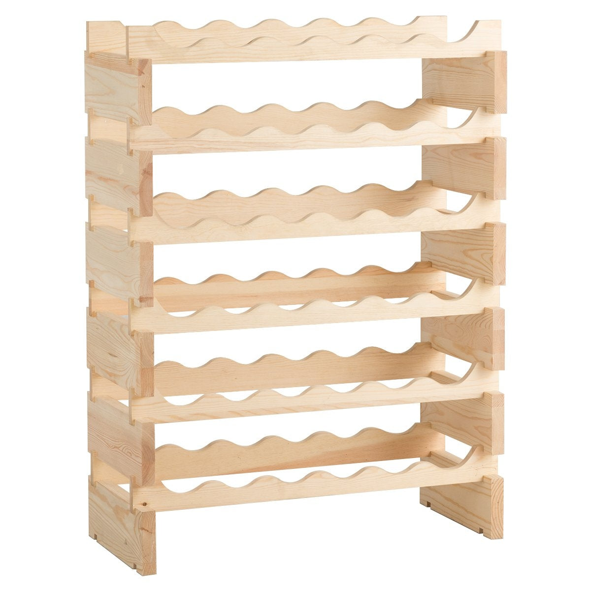 Wine Rack, 36-Bottle Capacity, Pine Wood, Stackable