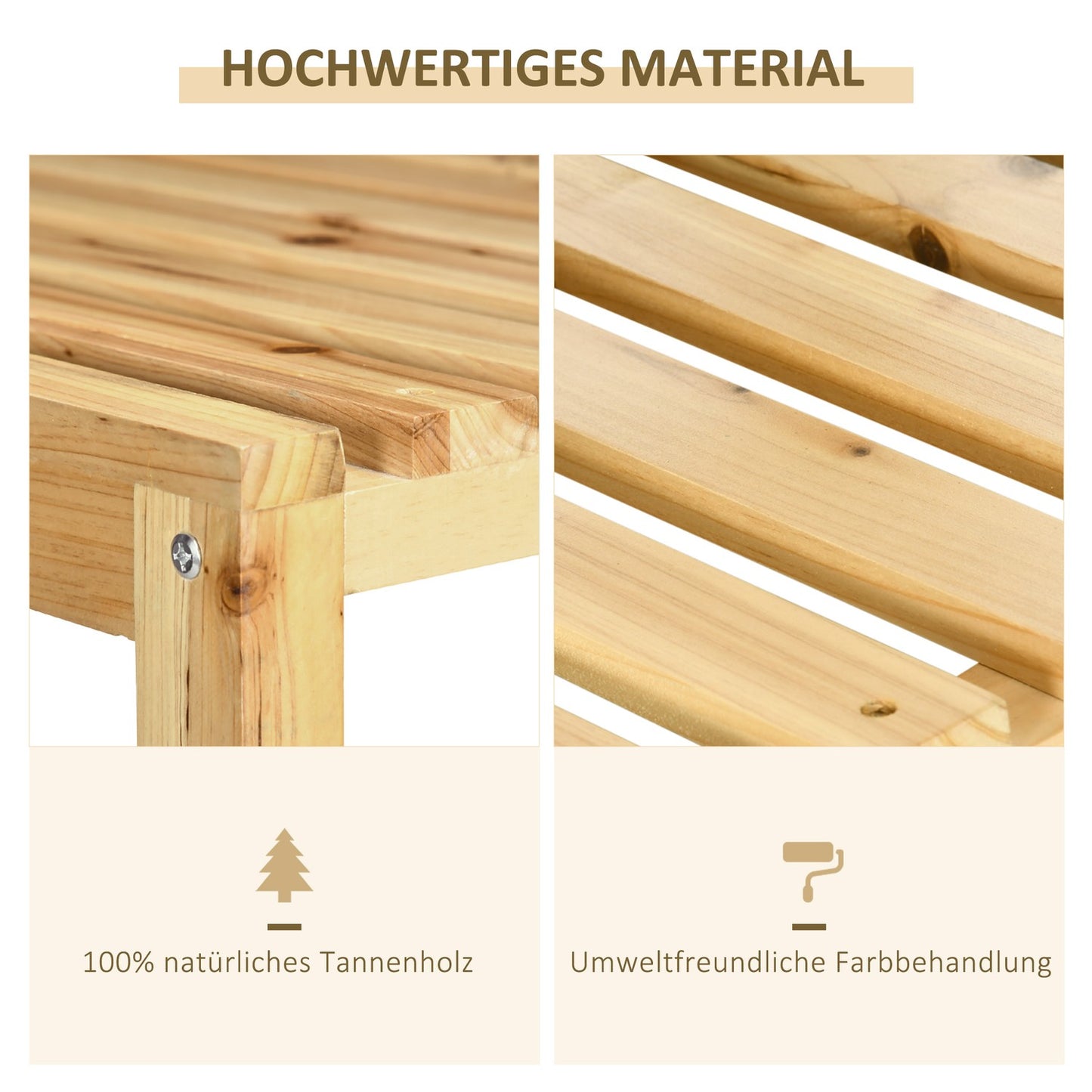 Wine rack with 2 shelves - Stand in natural wood outdoors