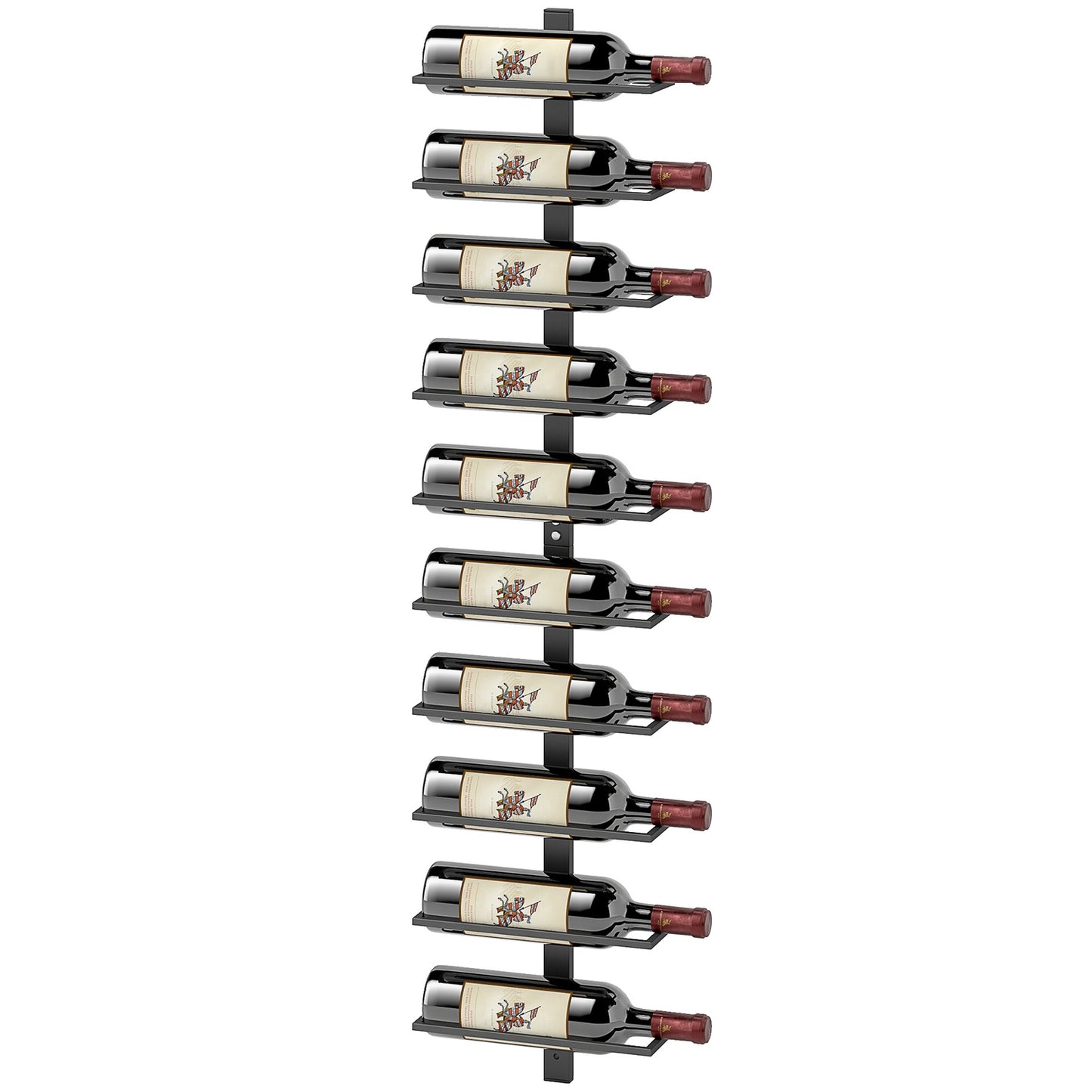 Wall-mounted steel wine rack for 10 bottles - Black