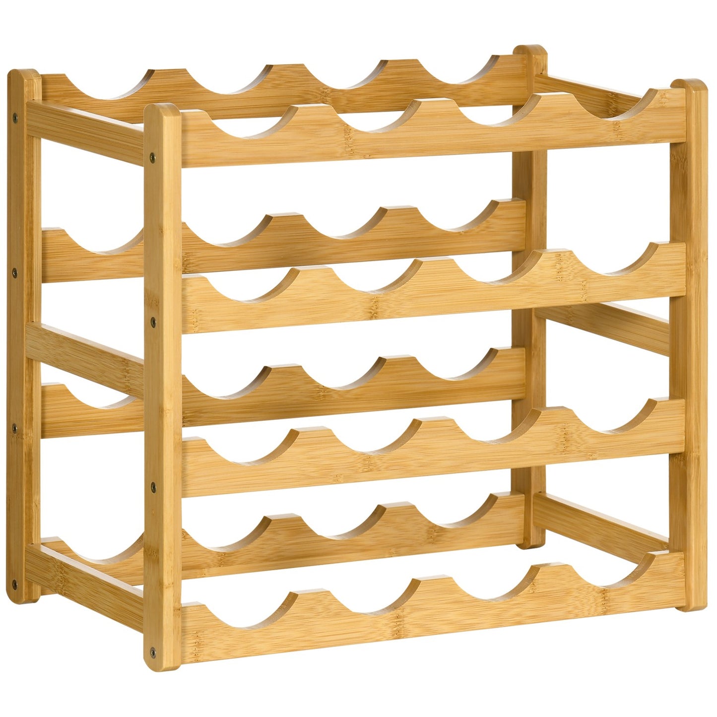 Bamboo Wine Rack - Holds 16 bottles, natural finish