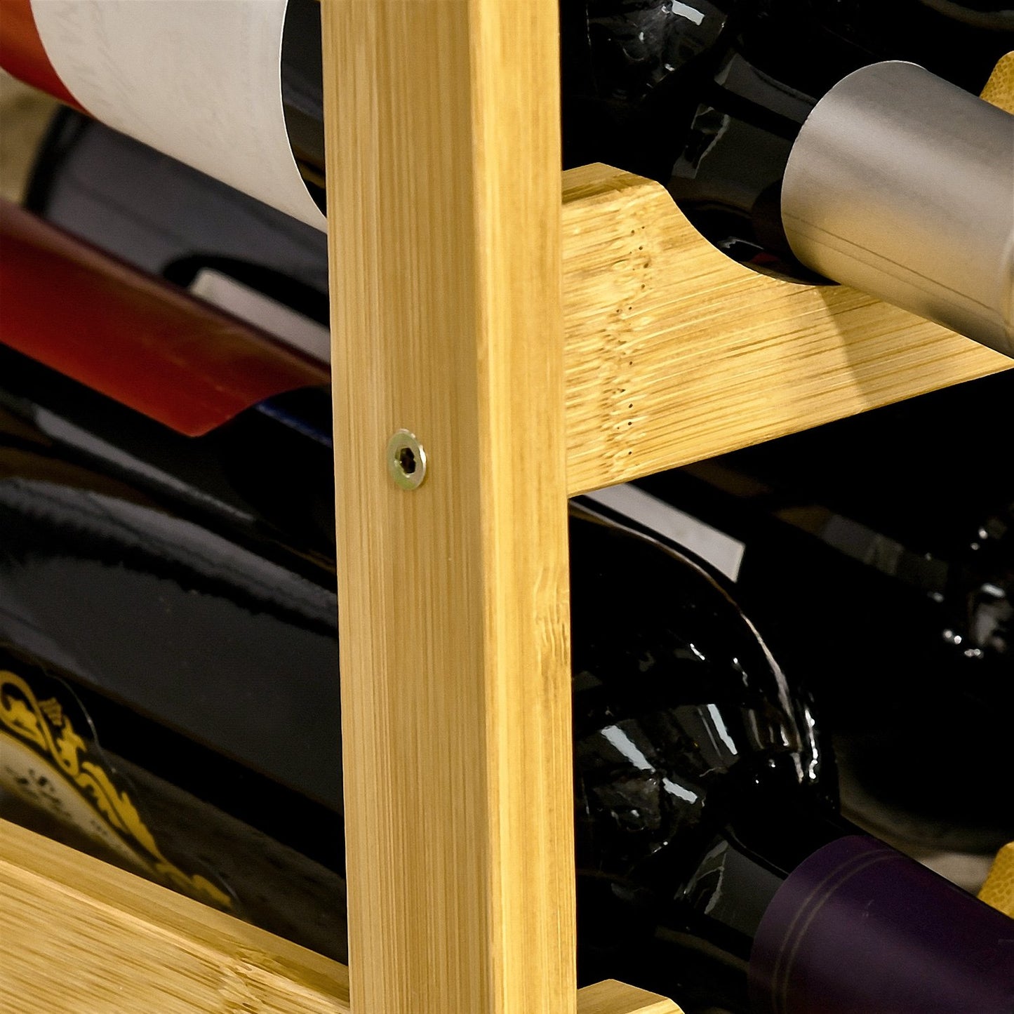 Bamboo Wine Rack - Holds 16 bottles, natural finish