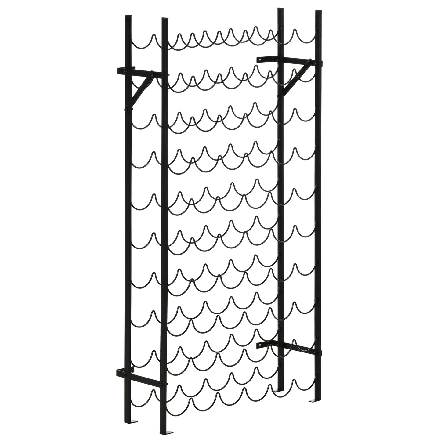Wall mountable wine rack in black metal for 60 bottles