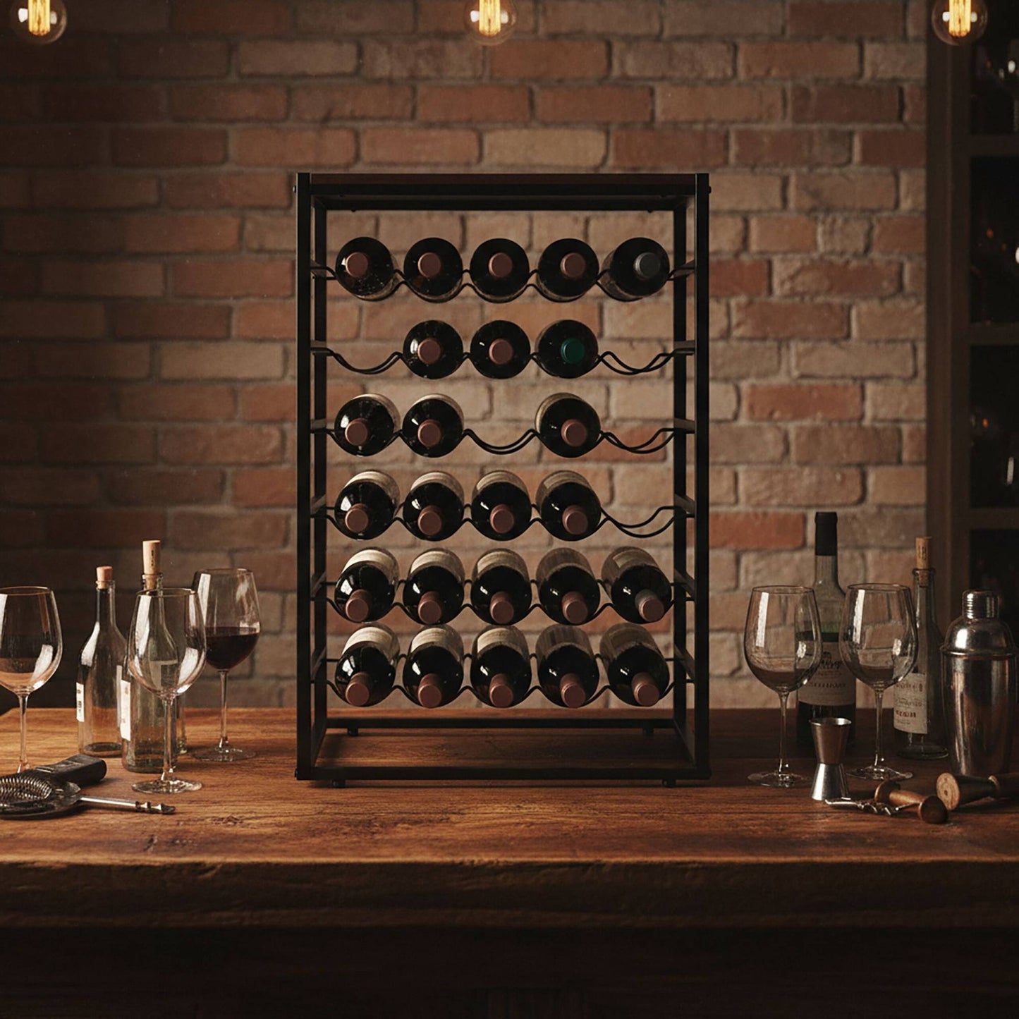Wine Rack, Industrial Style, Holds 30 Bottles