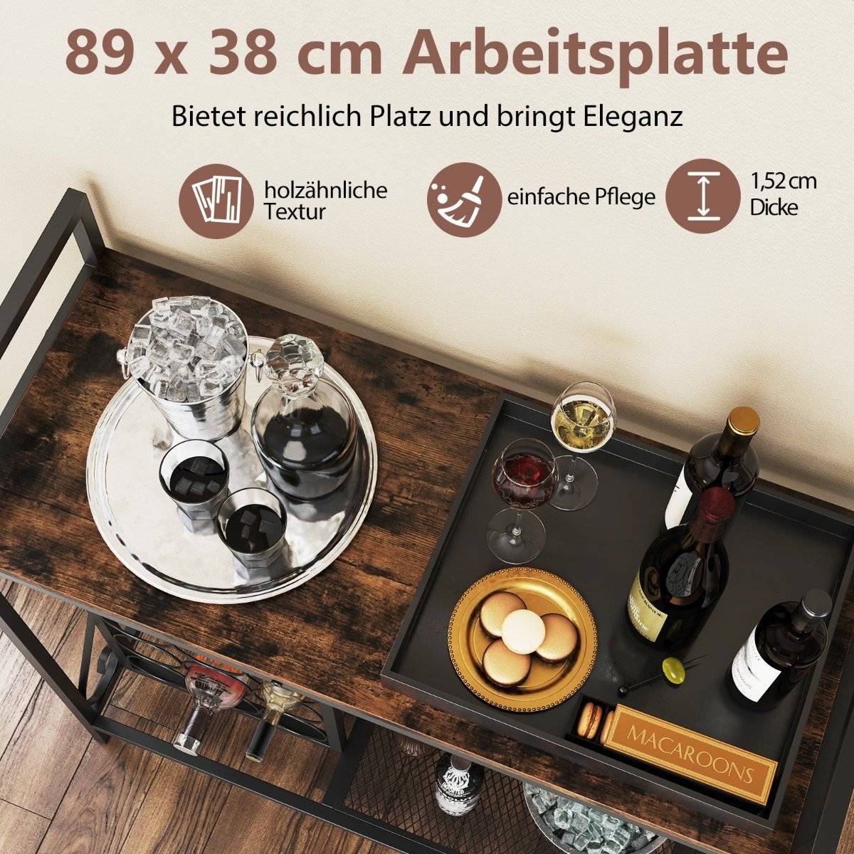 Wine Rack for 21 Bottles with Glass Holder & Tabletop