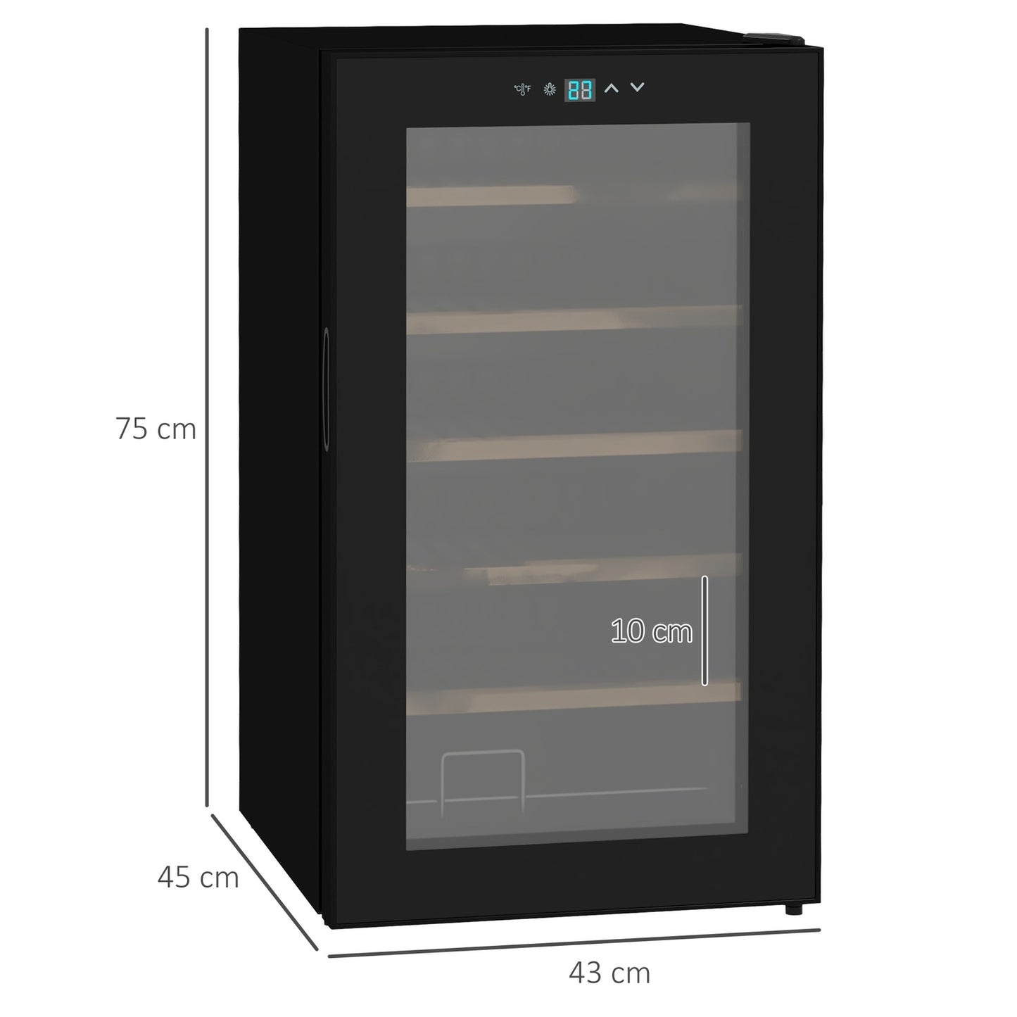 Wine fridge, capacity for 24 bottles, interior lighting, black