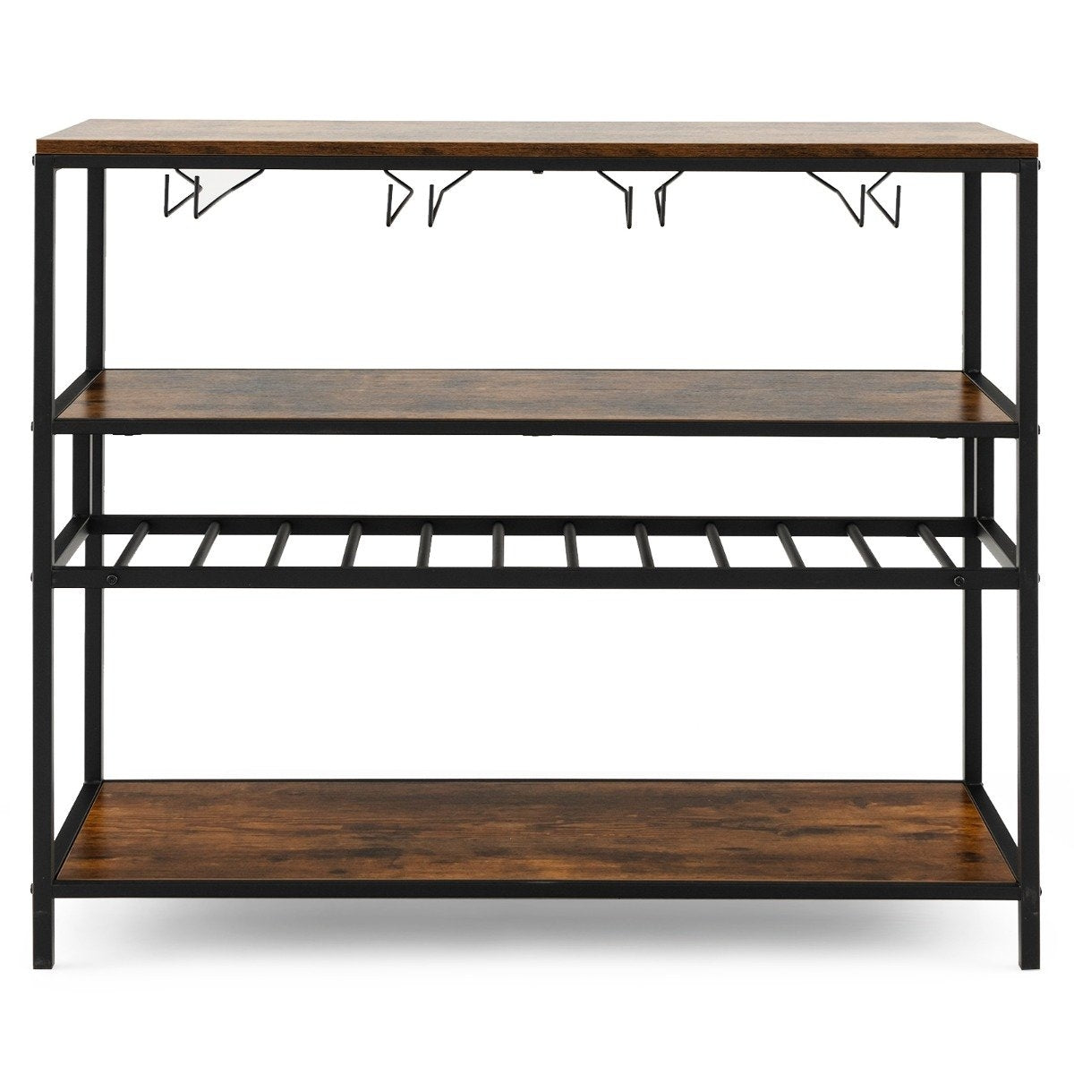 Wine cabinet for 13 wine bottles with 4 rows of glass holders. Industrial bar cabinet with wine rack