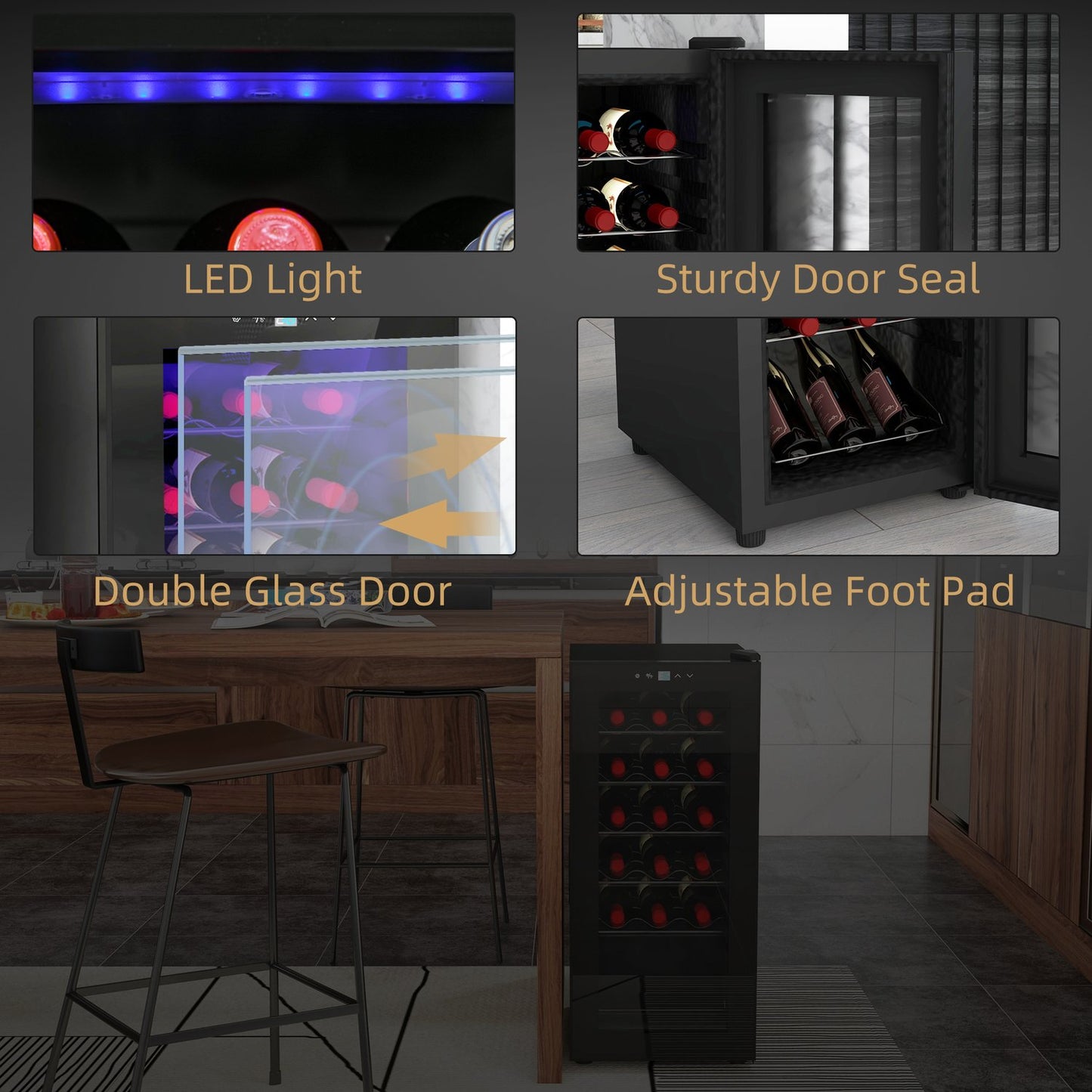 Wine cooler, 18 bottles, 50L, Touch Control, 5-18°C