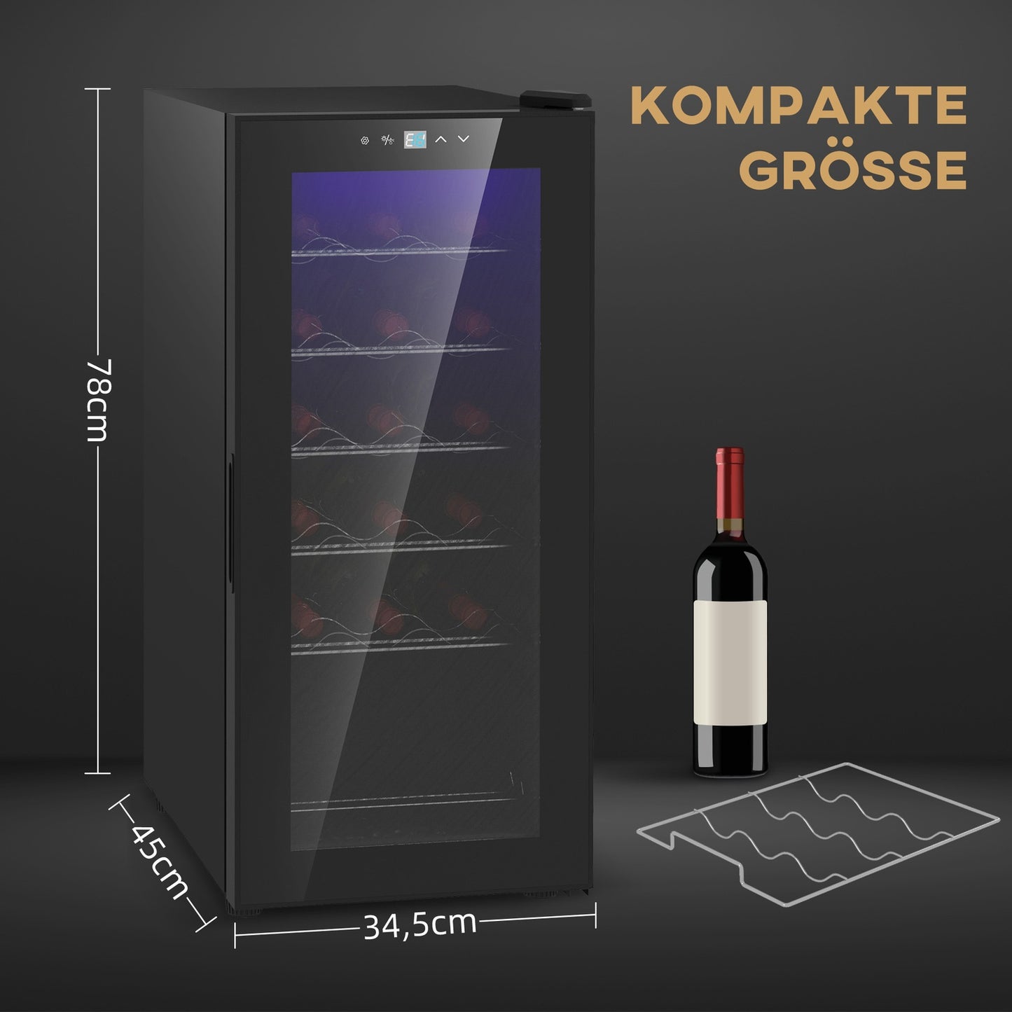 Wine cooler, 18 bottles, 50L, Touch Control, 5-18°C