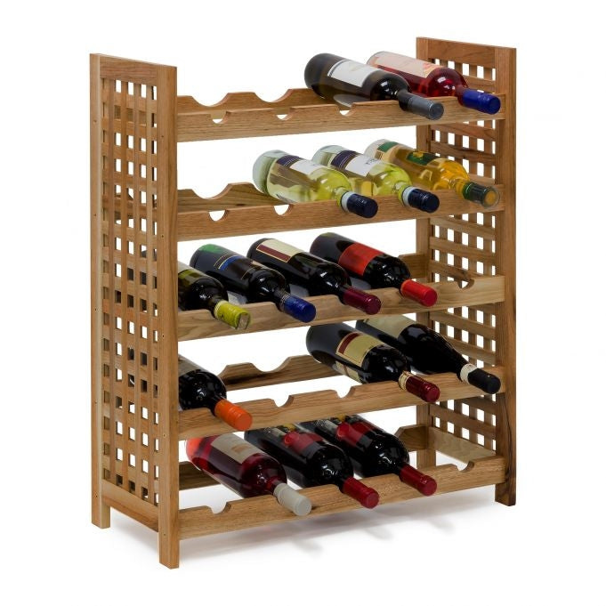 Wine rack in walnut for 25 bottles