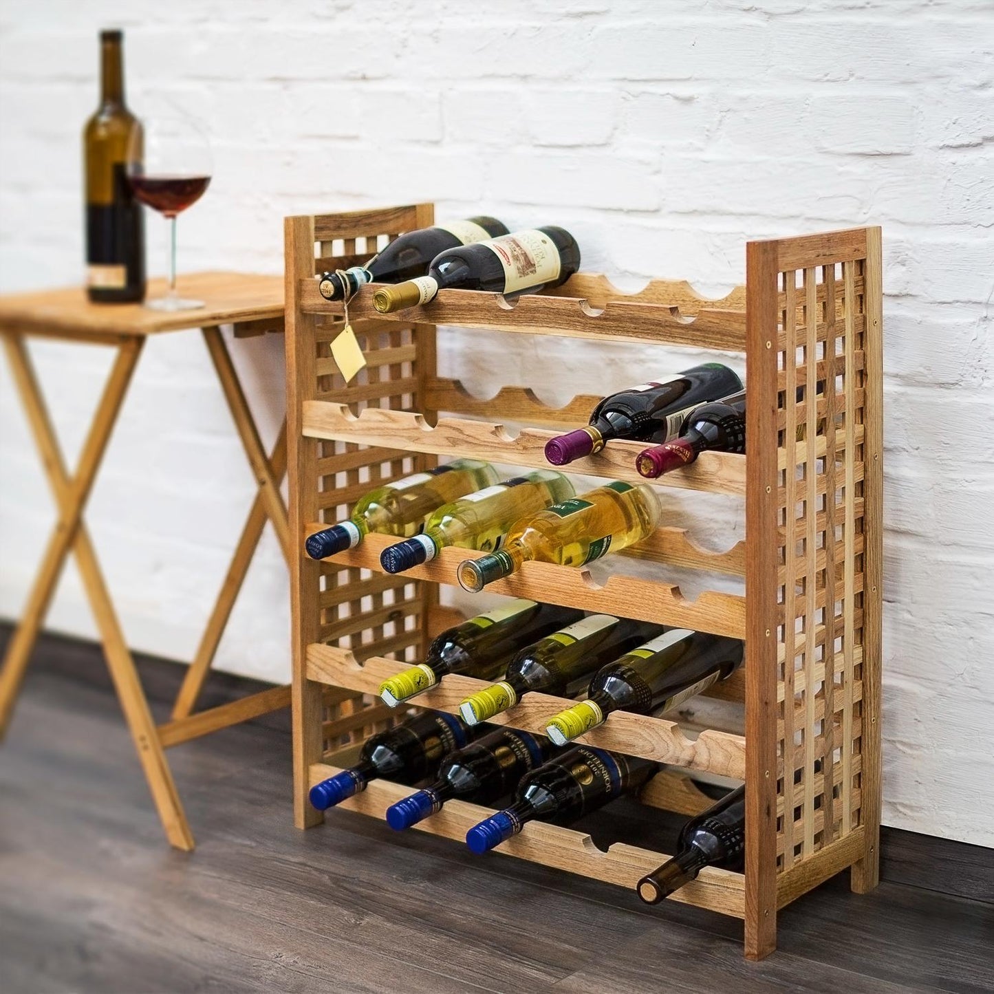 Wine rack in walnut for 25 bottles