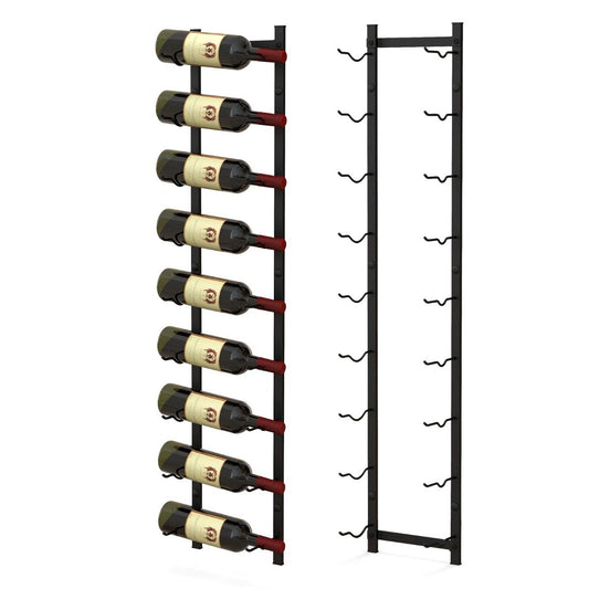 Wine rack wall for 9 wine bottles metal bottle holder 22 x 13.5 x 109 cm black