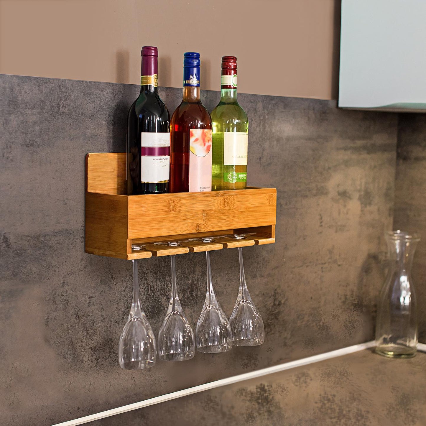 Wine rack with glass holder