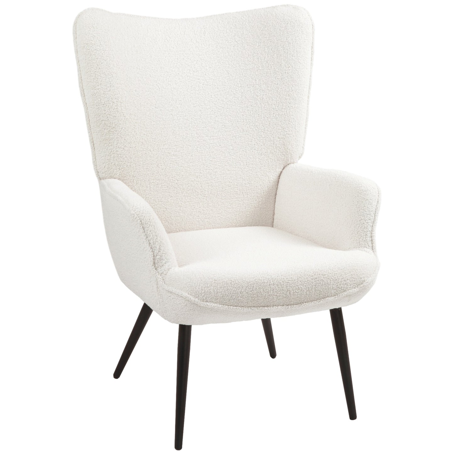 Lounge Wing Chair, Padded with armrests, Creme White