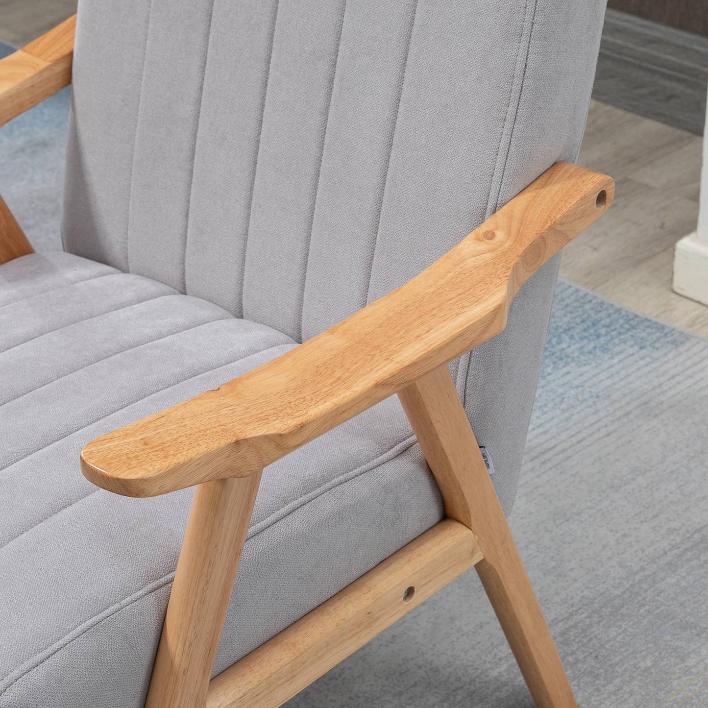 Upholstered Wing Chair in velvet look, Scandi Design, Grey