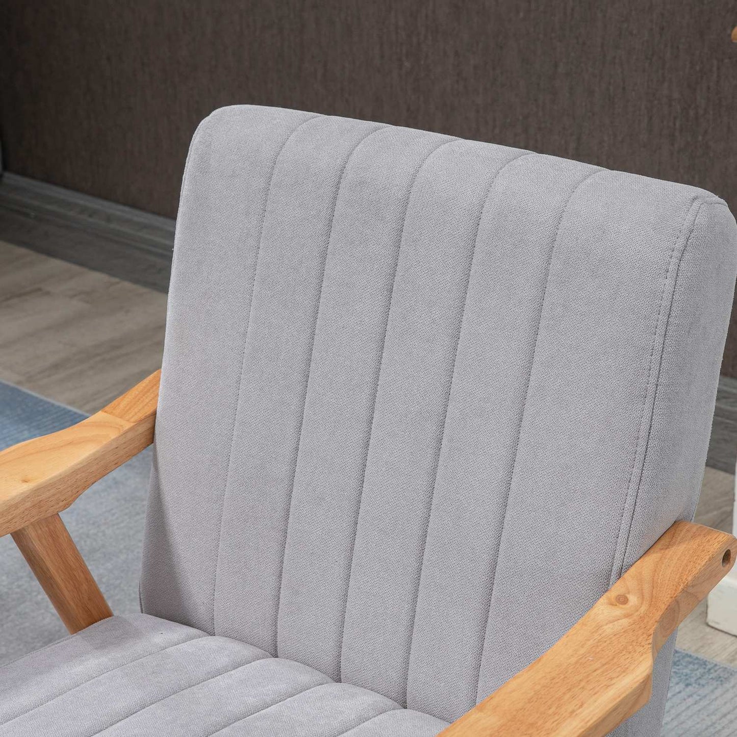 Upholstered Wing Chair in velvet look, Scandi Design, Grey