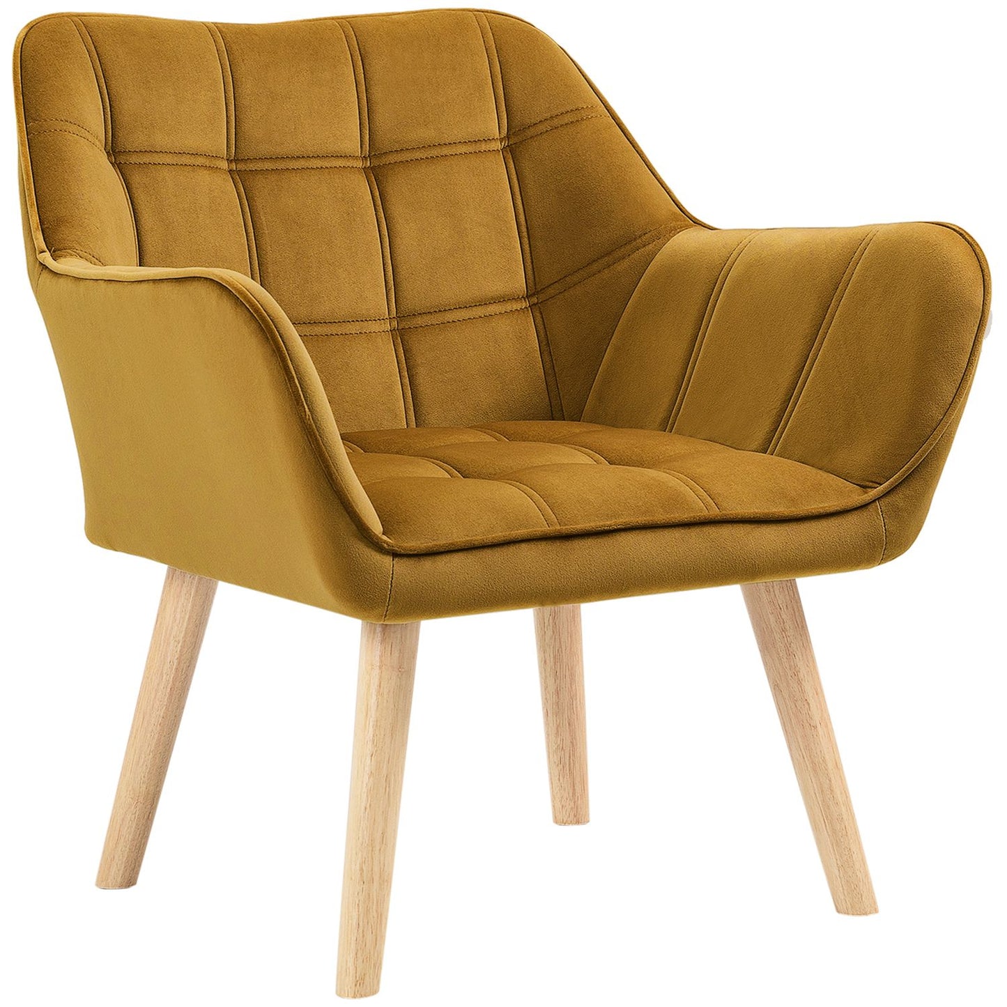 Yellow Velvet Scandinavian Wing Chair – 67x61.5x71 cm