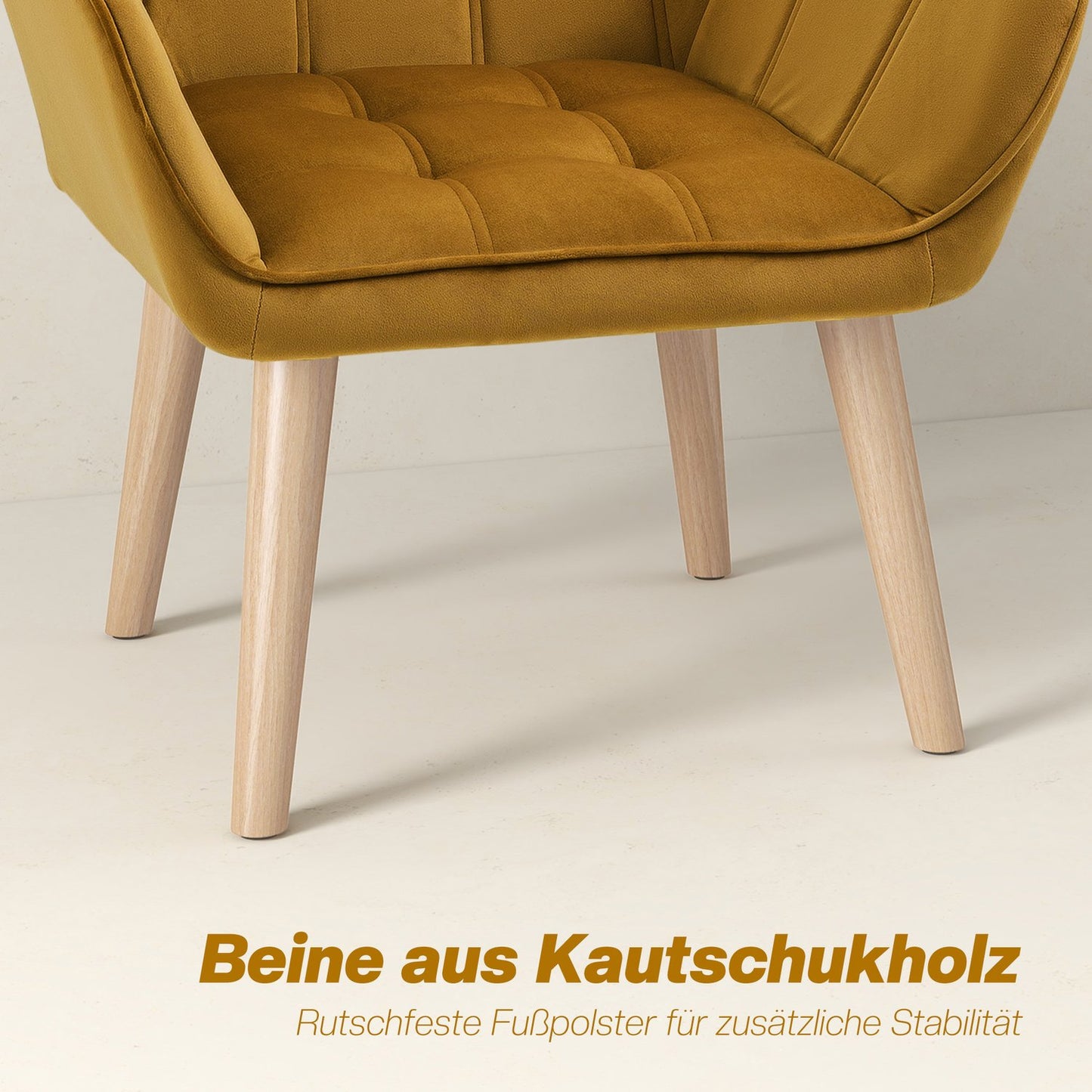 Yellow Velvet Scandinavian Wing Chair – 67x61.5x71 cm