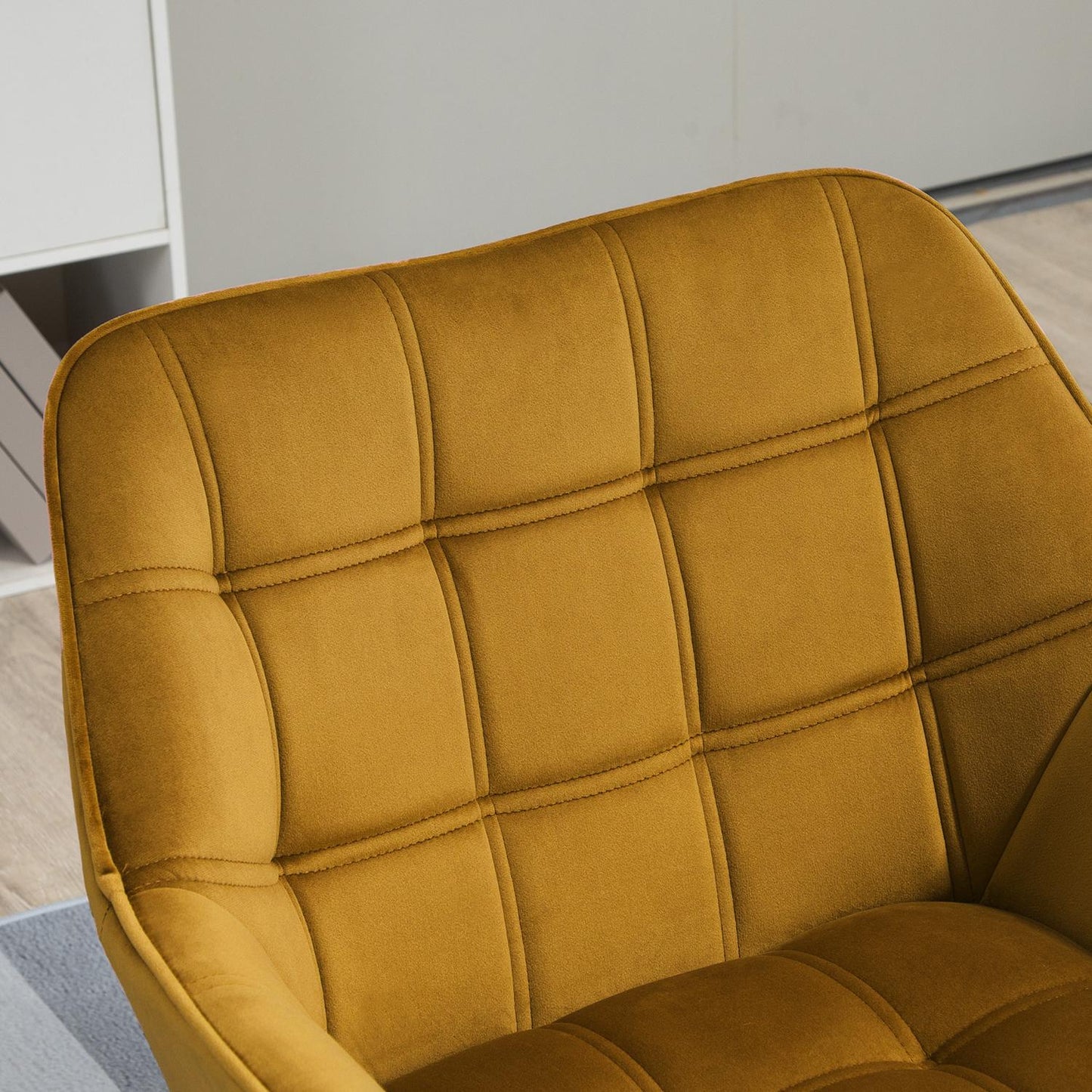 Yellow Velvet Scandinavian Wing Chair – 67x61.5x71 cm