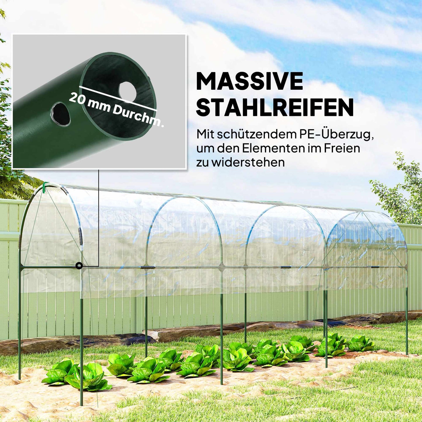 Winter-Proof Greenhouse with Arched Roof, 400x123x171 cm