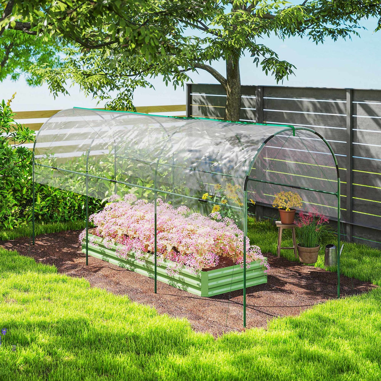 Winter-Proof Greenhouse with Arched Roof, 400x123x171 cm