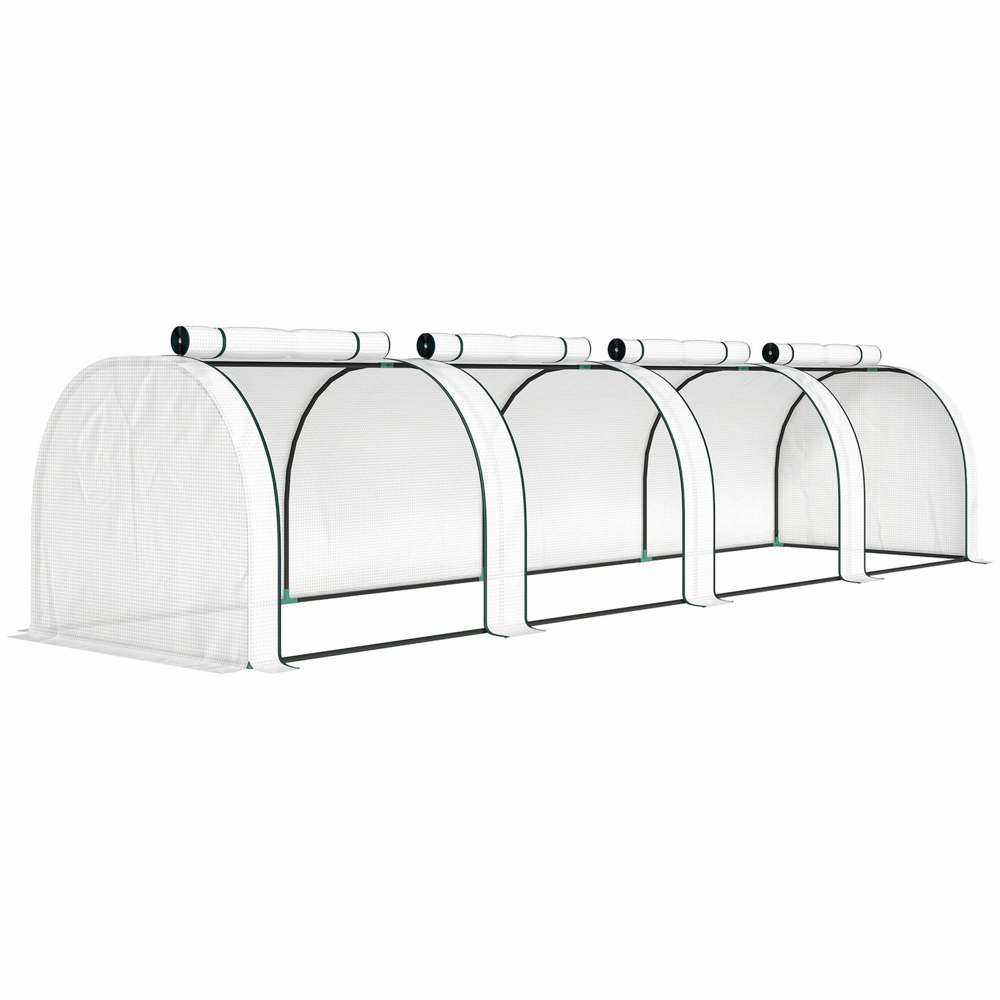 Winterproof Greenhouse with Roll-Up Zipper Doors, 395x100x80 cm