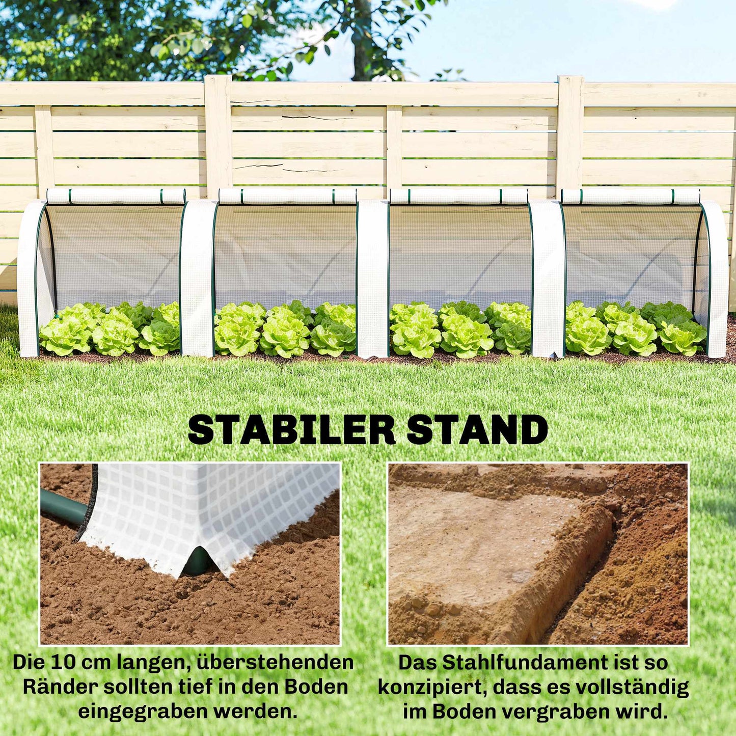 Winterproof Greenhouse with Roll-Up Zipper Doors, 395x100x80 cm