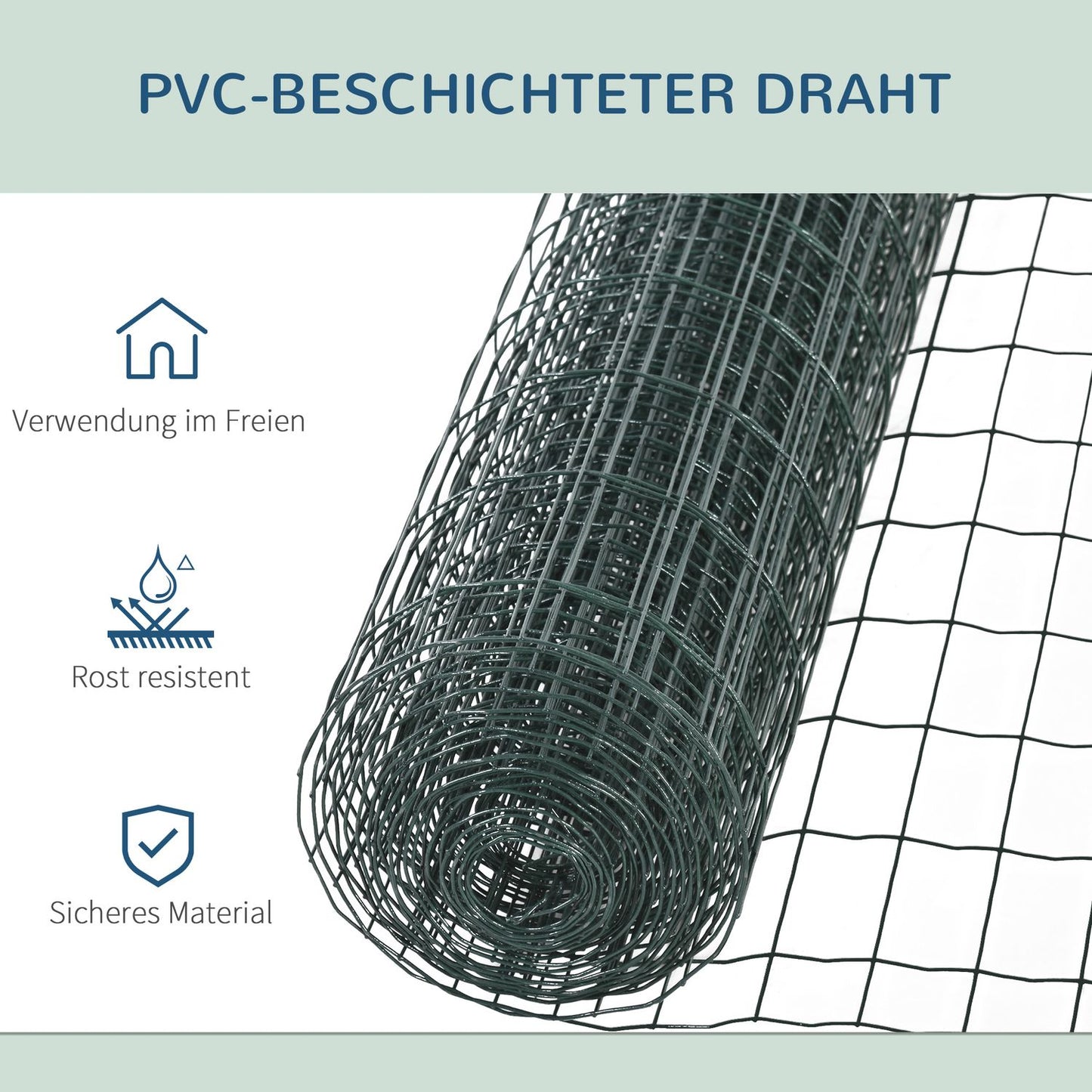 Dark Green Garden Fencing Roll 10 x 1.22 M - Pet and Poultry Fence