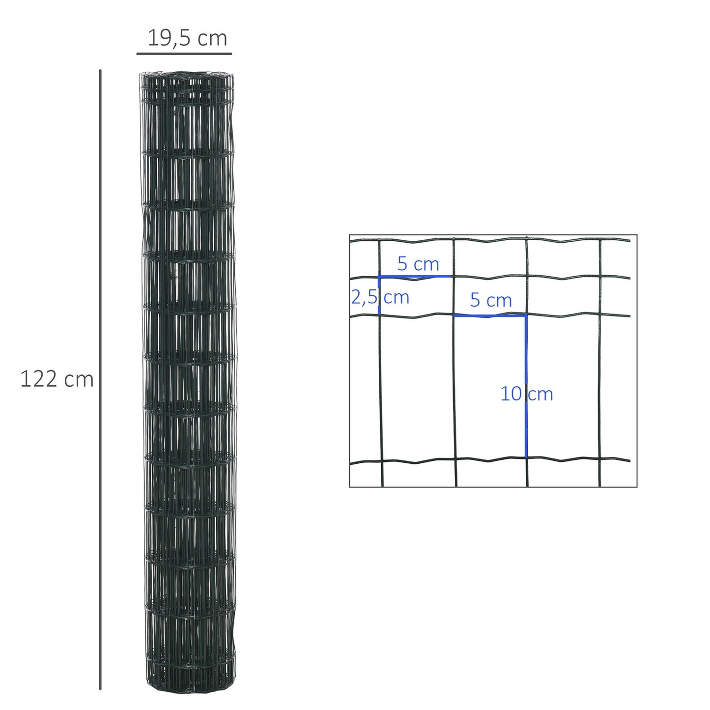 Dark Green Garden Fencing Roll 10 x 1.22 M - Pet and Poultry Fence