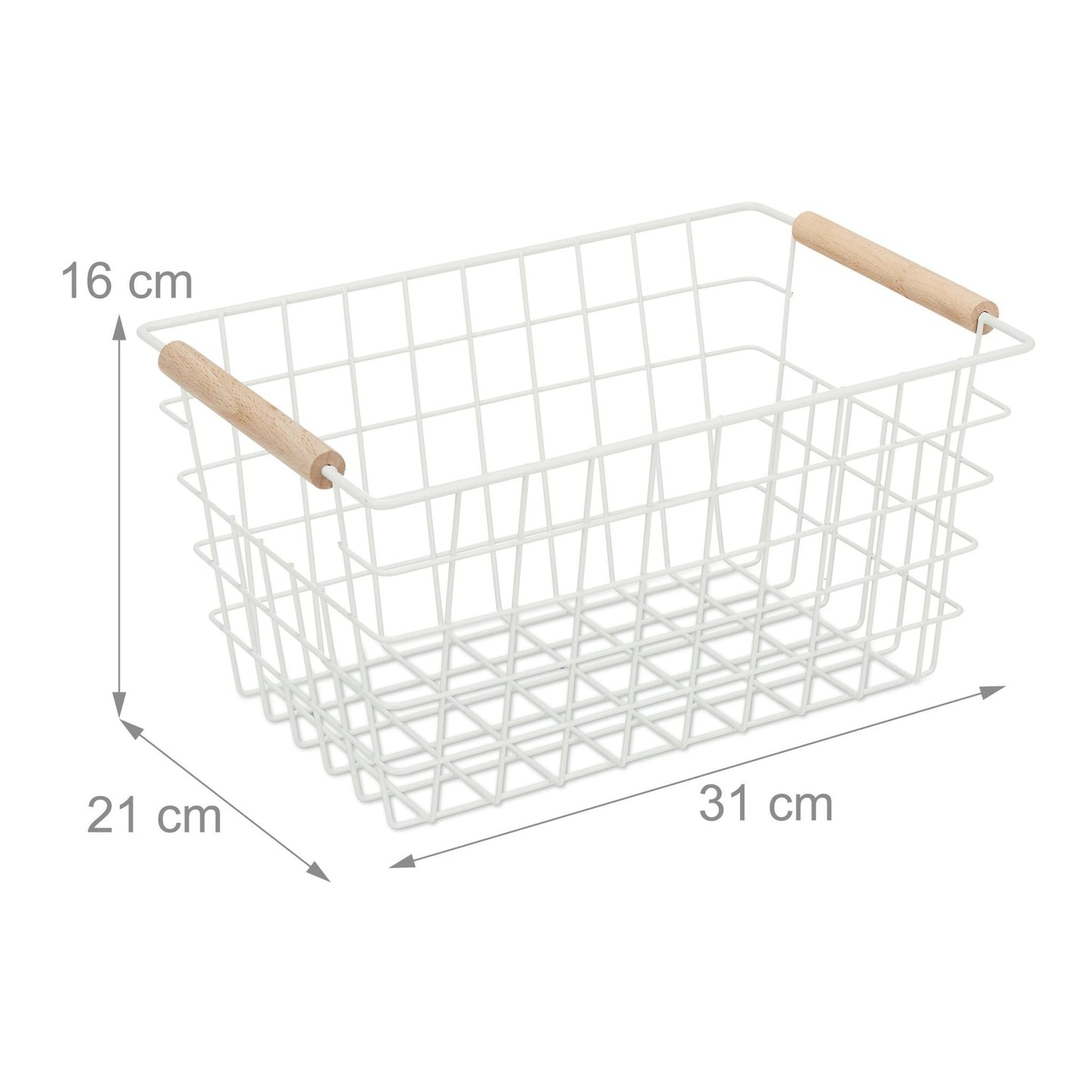 Wire baskets with wooden handles 3-pack