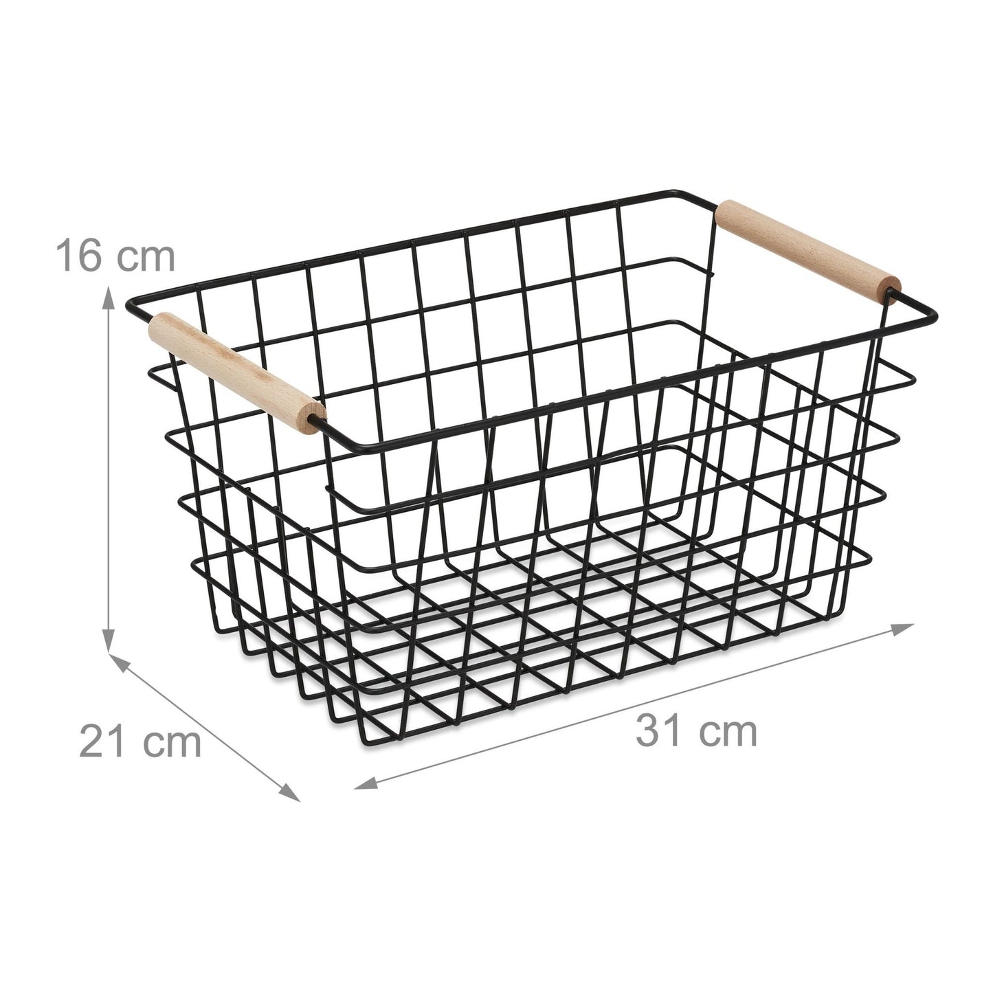 Wire basket with wooden handle