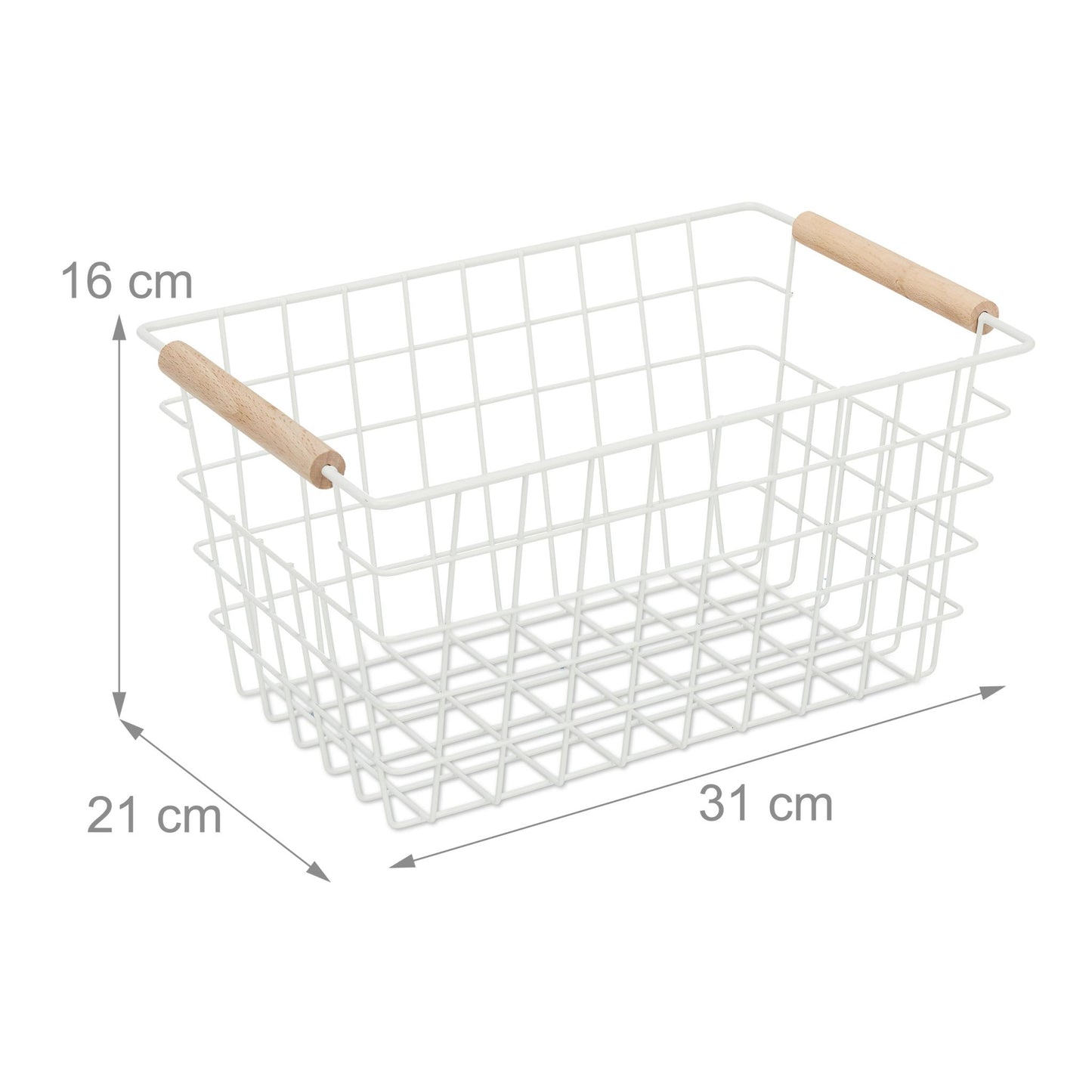Wire basket with wooden handle