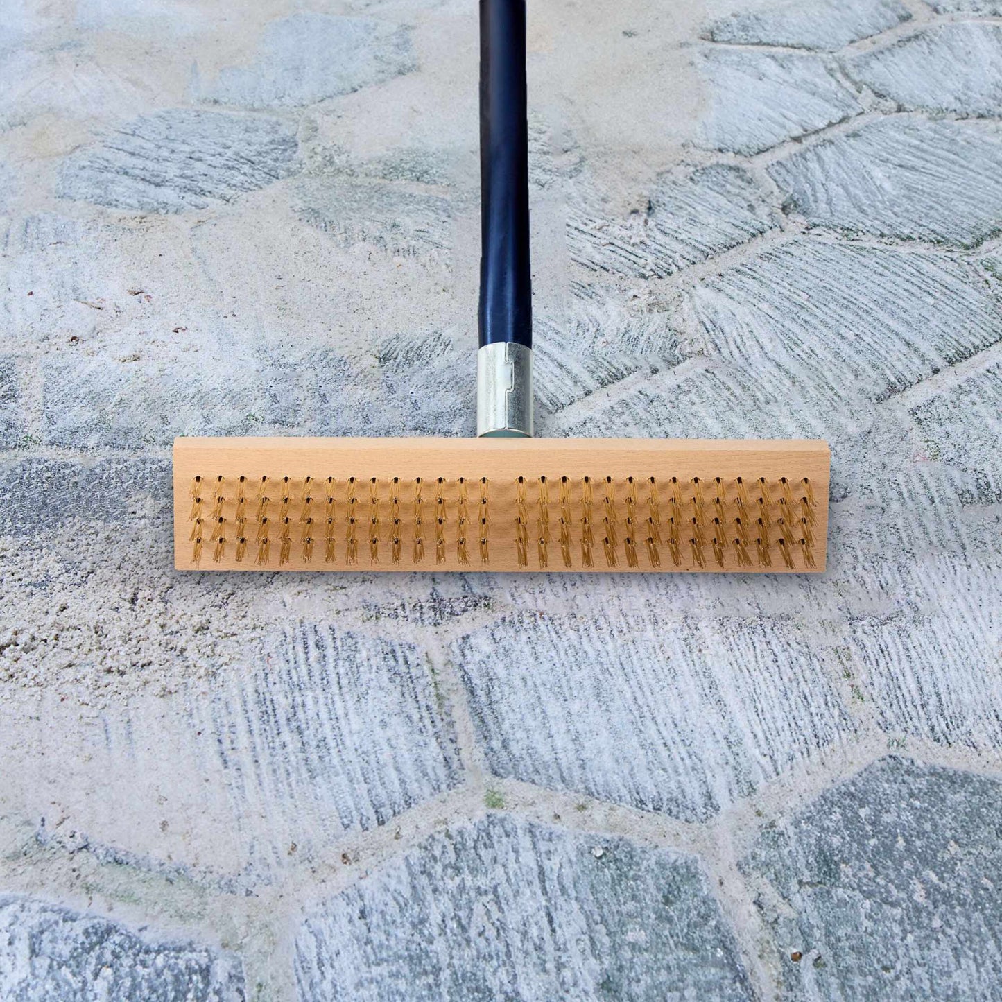 Wire broom with steel brush in set of 2