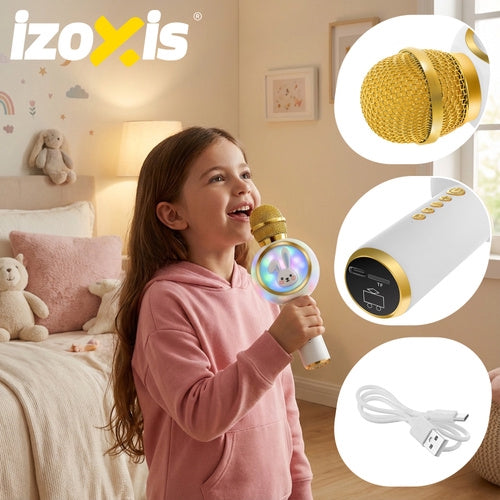 Wireless Bluetooth Karaoke Microphone for Kids, White