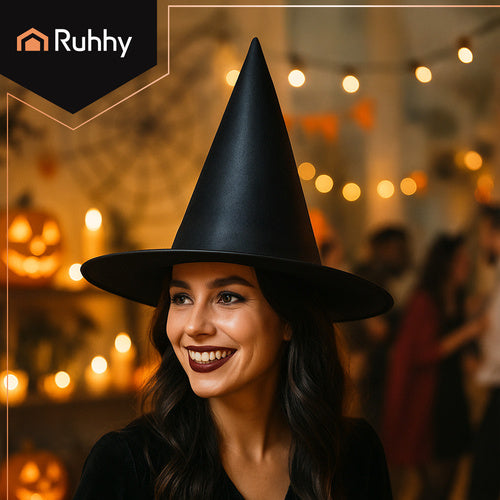 Witch Hat, Black Polyester, Universal Size, Halloween