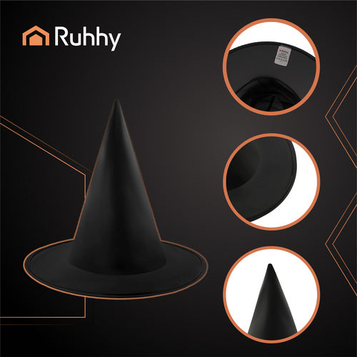 Witch Hat, Black Polyester, Universal Size, Halloween