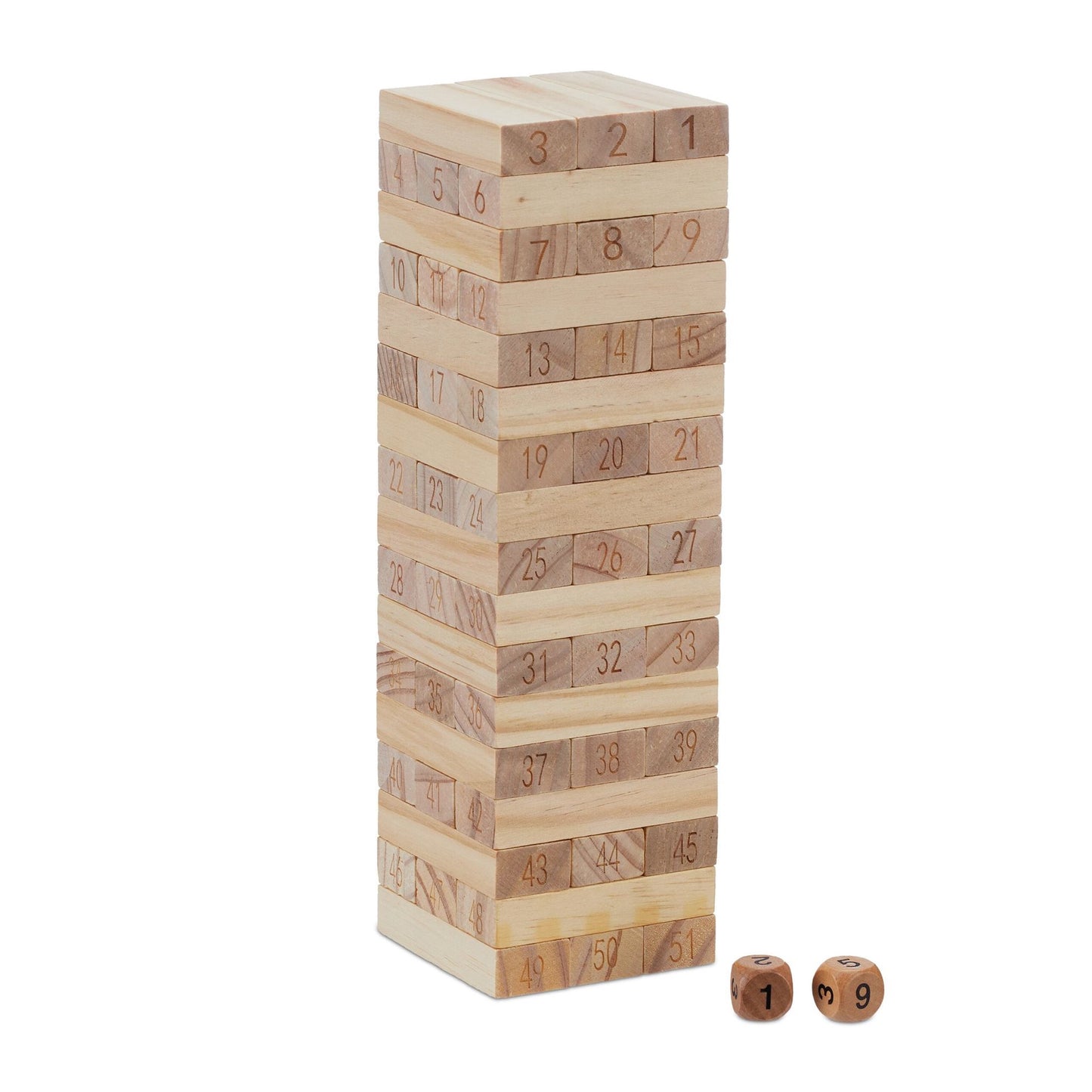 Wobble tower in wood with numbers
