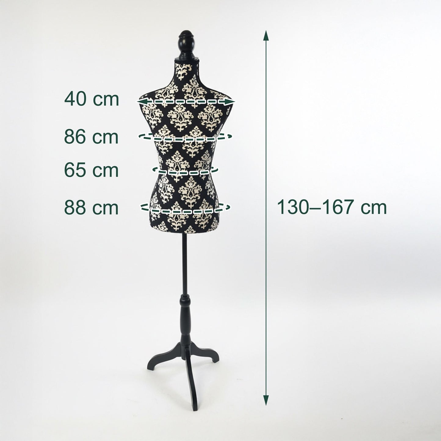 Women's Dress Form, Adjustable, Size 36/38, Baroque Cover