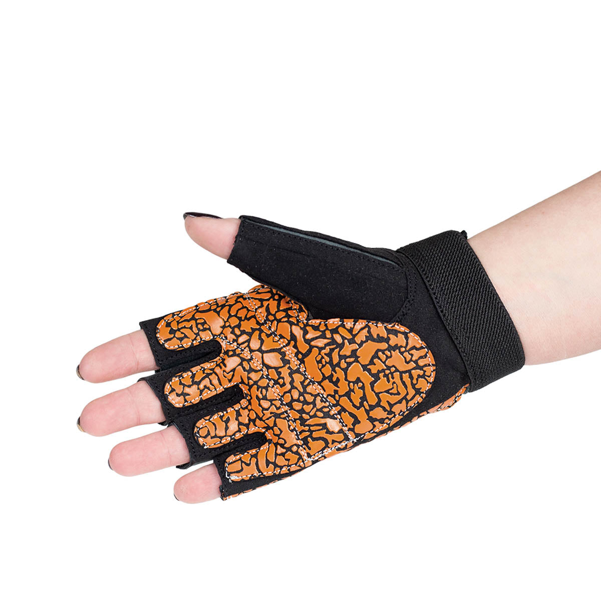 Women's Fitness Gloves, Size M, Orange/Gray