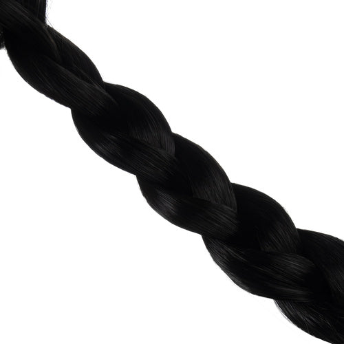 Women's Long Wig with Braids, Black Synthetic Hair