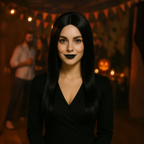 Women's Long Wig with Braids, Black Synthetic Hair