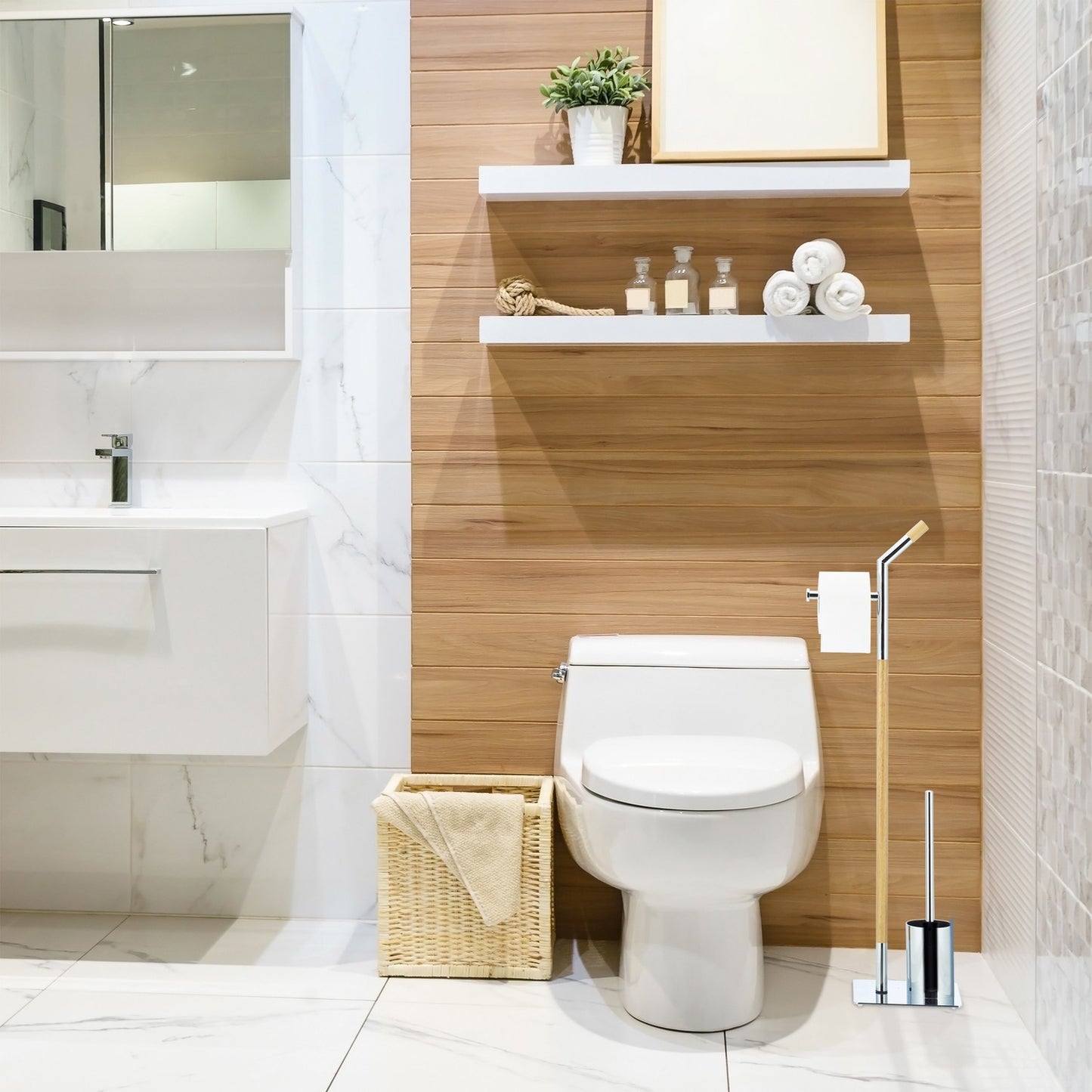 Wood & Chrome WC Accessory Set