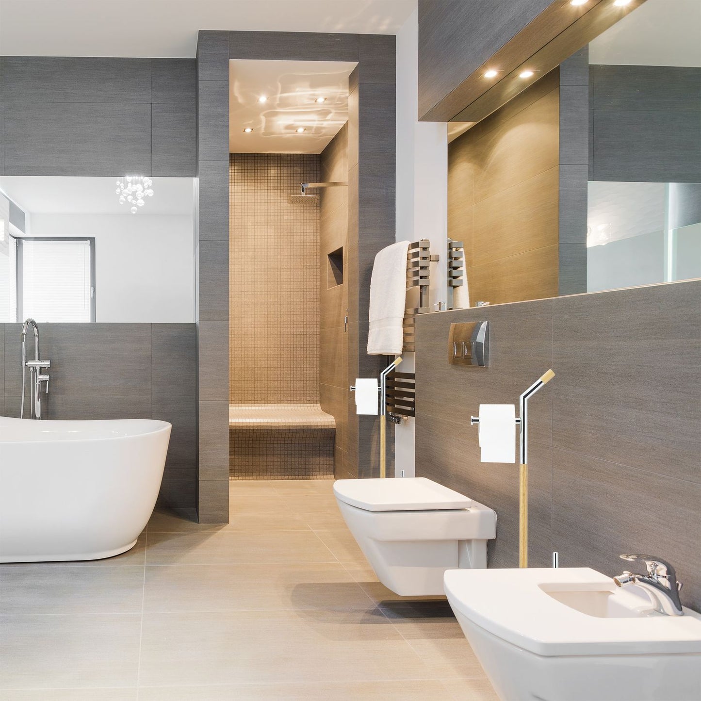 Wood & Chrome WC Accessory Set